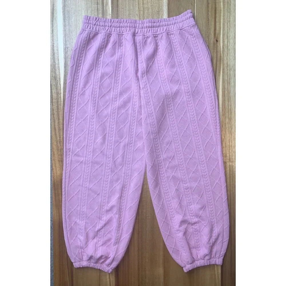 Grayson Threads Womens Pink Cable Knit Design Joggers With Side Pockets Size XL - Picture 4 of 10